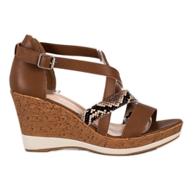 Sergio Leone Braune Sandalen auf einem Keil