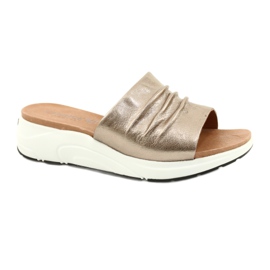 Caprice Bequeme Damen Hausschuhe Taupe Metallic 9-27203-26 341 braun golden