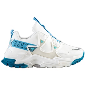 SHELOVET Sneakers mit blauen Fashion-Einsätzen weiß
