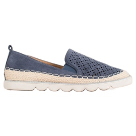 SHELOVET Durchbrochener Slipony mit Wildleder marineblau