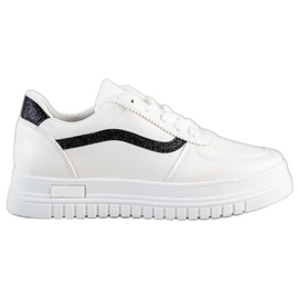 SHELOVET Weiße Sneaker mit Glitzereinsatz