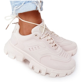 Sneakers für Damen Beige New York auf großer Sohle