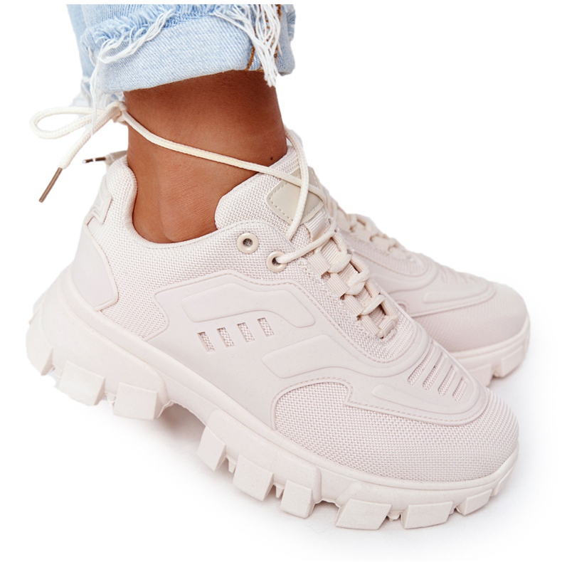 Sneakers für Damen Beige New York auf großer Sohle