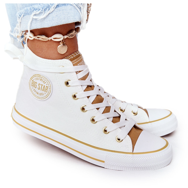 Hohe Sneakers für Damen Big Star HH274450 Weiß beige