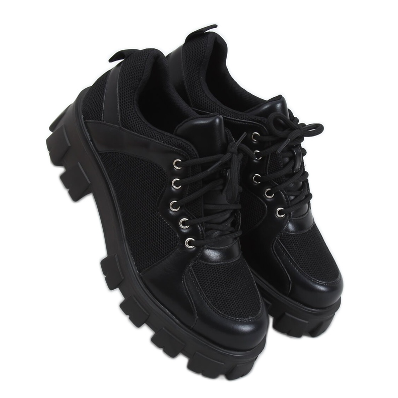 Schwarze Mokassins auf hohen Sohlen NC1129 Black