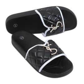 Schwarze Damen BG77P Schwarze Hausschuhe