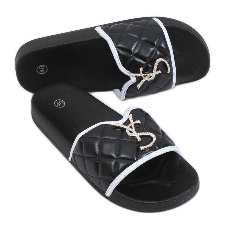 Schwarze Damen BG77P Schwarze Hausschuhe