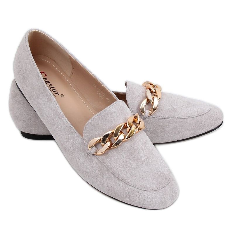 Graue Loafer mit Kette LL-237P Grau