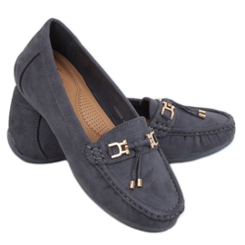 Graue Damen-Loafer auf grauem H9228 Gris