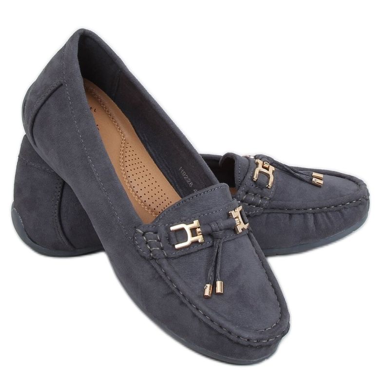 Graue Damen-Loafer auf grauem H9228 Gris