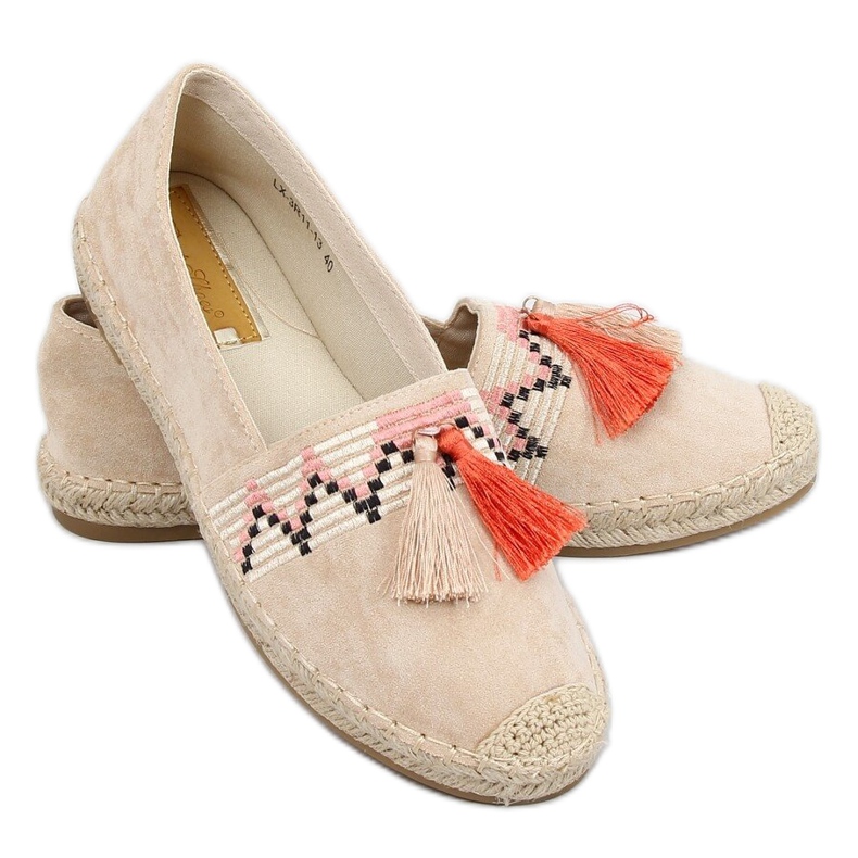 Boho Espadrilles mit Fransenbeige LX-3R11 Beige
