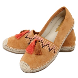 Boho Espadrilles mit Kamelfranse LX-3R11 Camel braun mehrfarbig