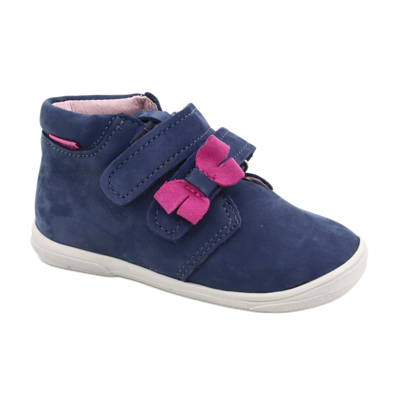 Mazurek Mädchenstiefel mit einem 341 Navy-Pink-Bogen blau