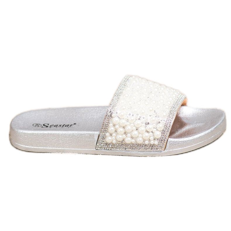 Seastar Elegante Hausschuhe mit Perlen silber-