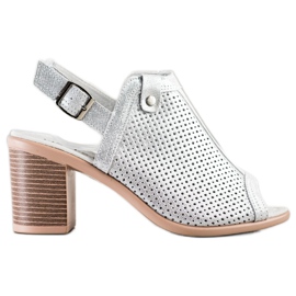 Leuchtende Sandalen aus VINCEZA Leder silber-