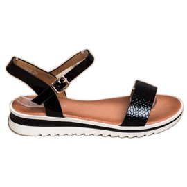 Weide Lässige Lackierte Sandalen schwarz