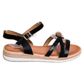 Weide Bequeme schwarze Sandalen