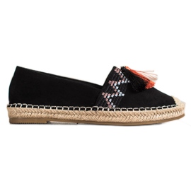 Best Shoes Modische Espadrilles mit Ornamenten schwarz