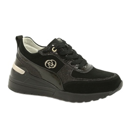 Evento Damen-Sneaker aus Leder mit Keilabsatz 21PB08-3954 Schwarz