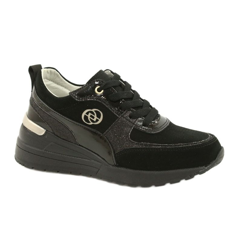 Evento Damen-Sneaker aus Leder mit Keilabsatz 21PB08-3954 Schwarz