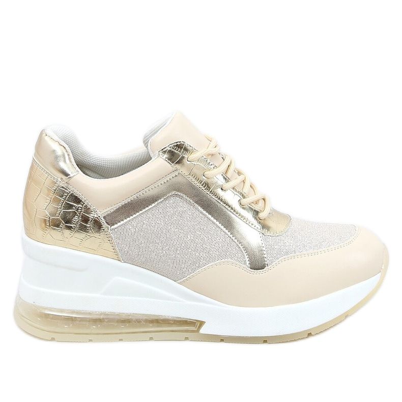 Sportschuhe auf einem versteckten Keil beige und gold RQ288 Beige golden