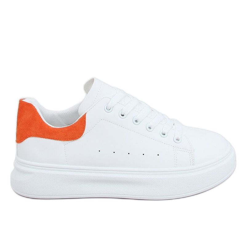 Weiße und orangefarbene Sneakers für Damen A88-63 Orange