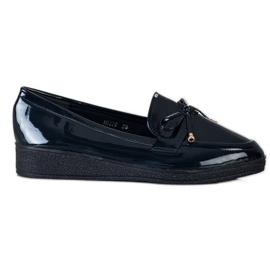 SHELOVET Lackierte Loafer auf der Plattform navy blau