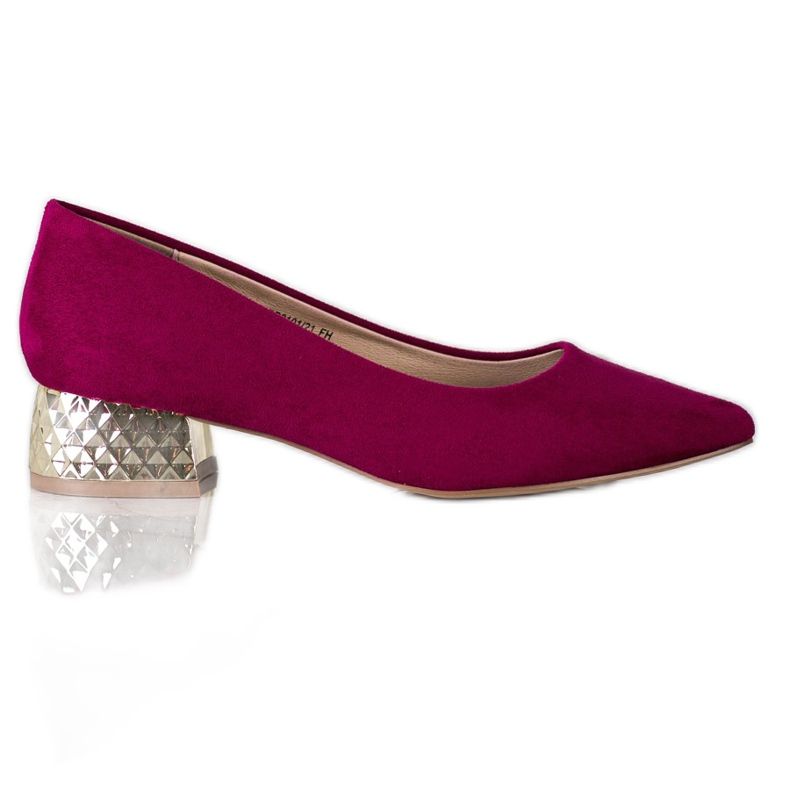 Filippo Fuchsiafarbene Pumps mit goldenem Absatz rosa