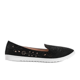 Schwarze durchbrochene Loafer mit Brianna Zirkonia