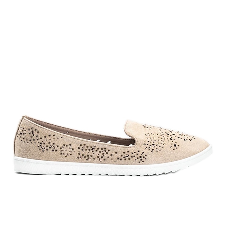 Beige durchbrochene Loafer mit Brianna Zirkonia