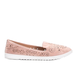 Rosa durchbrochene Loafer mit Brianna Zirkonia
