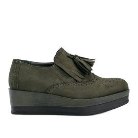 Grüne Wildlederschuhe auf dem Makenzie Wedge