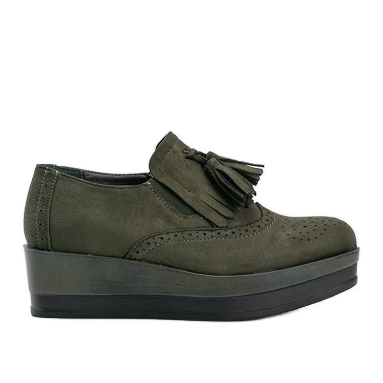 Grüne Wildlederschuhe auf dem Makenzie Wedge