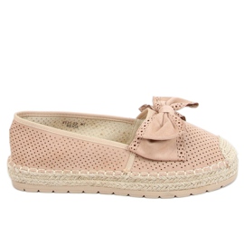 Beige und rosa Espadrilles für Damen J131-22 Beige