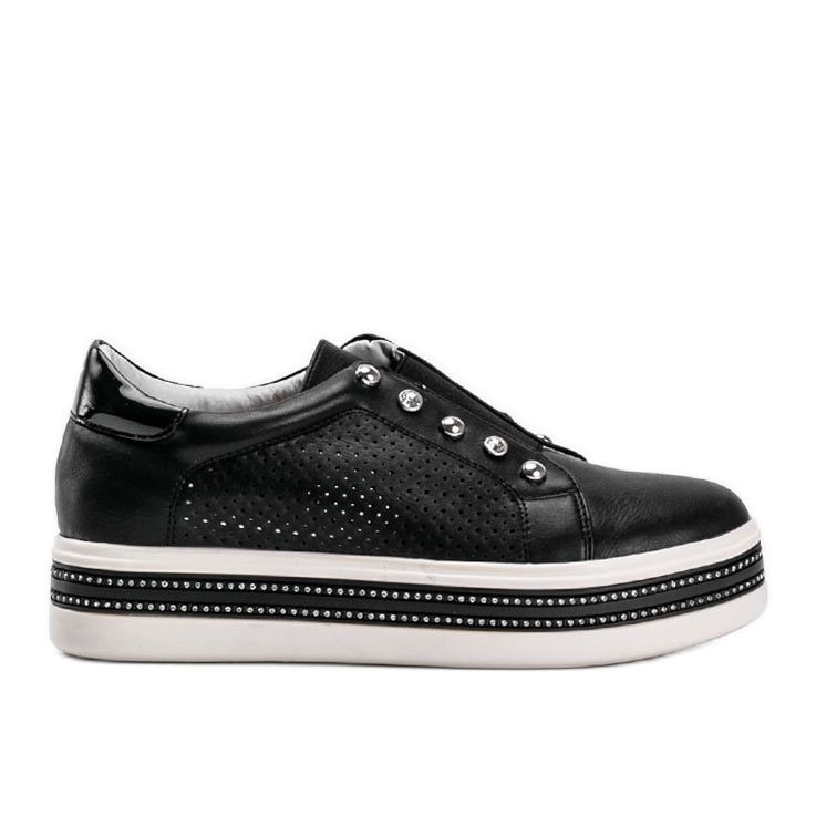 Schwarze Sneakers von Slip On verziert mit Beatriz Zirkonia