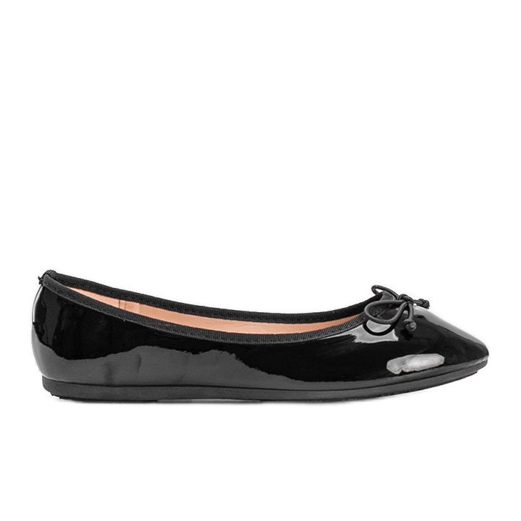 Schwarz lackierte Ballerinas mit Lesley-Schleife