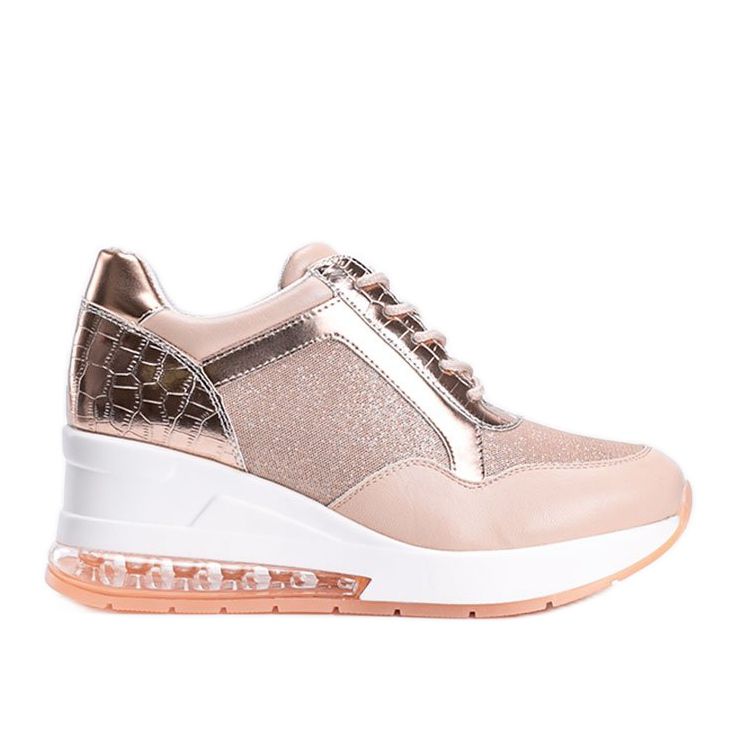 Rotgoldene Sneaker auf dem Jimena Wedge rosa