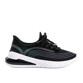 Schwarze Sneaker zum Hineinschlüpfen mit holografischem Delaney-Muster