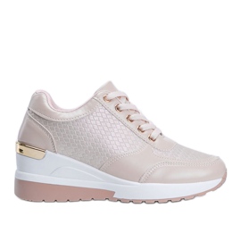 Pink glänzende Sneaker auf dem Mara Wedge rosa