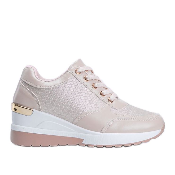 Pink glänzende Sneaker auf dem Mara Wedge rosa