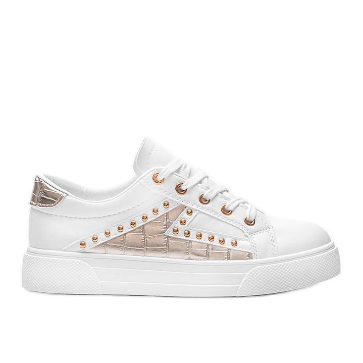 Weiße Sneaker mit goldenen Gloria-Accessoires