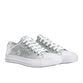 Grüne Sneaker mit metallischem Schlangenhautmotiv Melinda