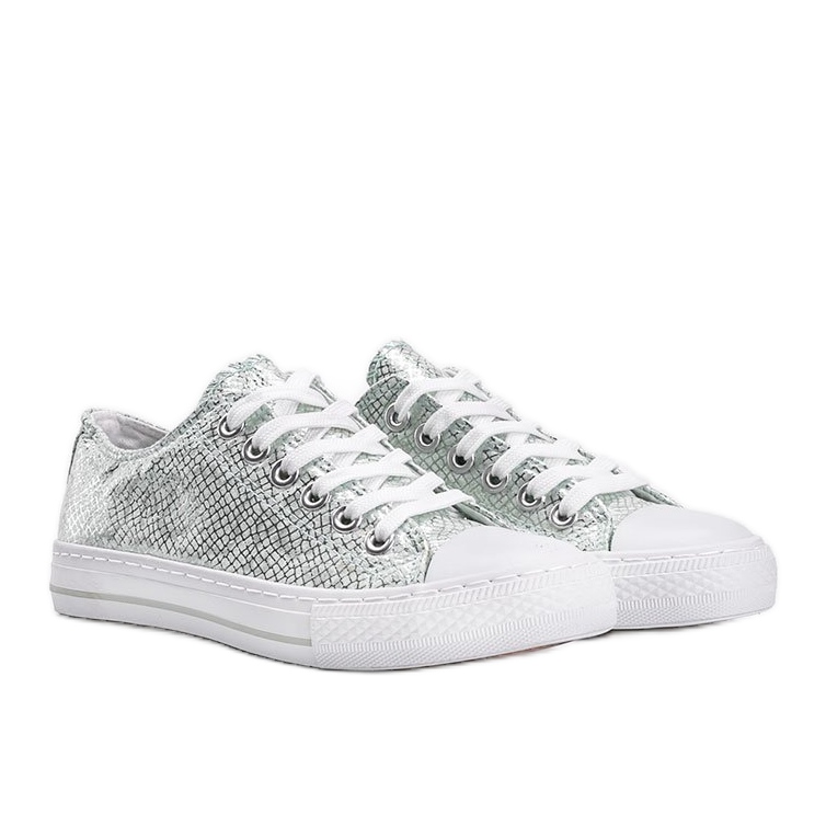 Grüne Sneaker mit metallischem Schlangenhautmotiv Melinda