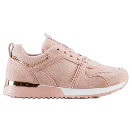 SHELOVET Sneakers aus gepudertem Wildleder rosa