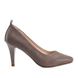 Graue Pumps auf Felicity-Absatz beige