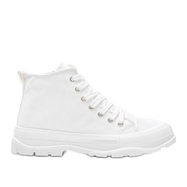 Weiße hohe Sneakers auf dicker Evelin-Sohle