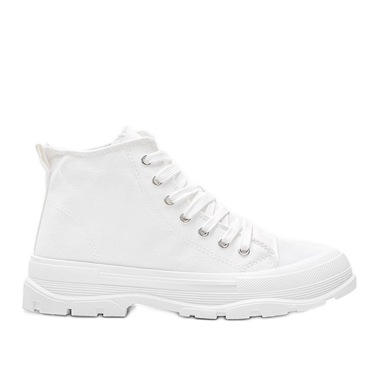Weiße hohe Sneakers auf dicker Evelin-Sohle