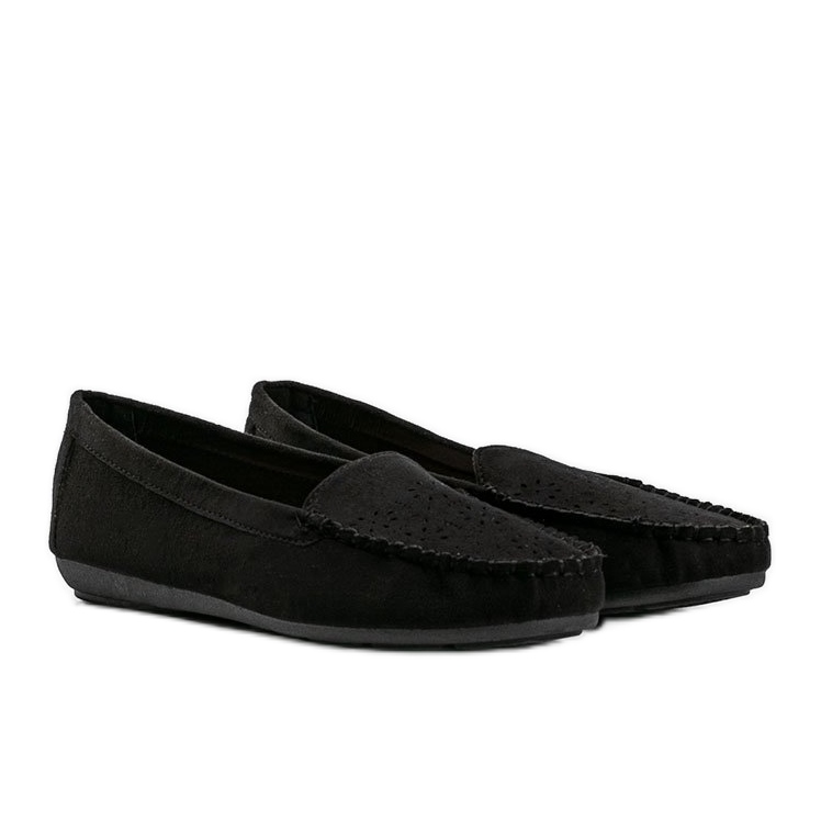 Schwarze Loafer mit durchbrochener Justine-Zehe