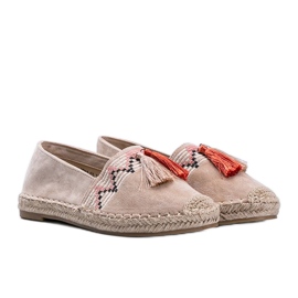 Beige Espadrilles mit Alyana Fransen