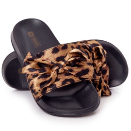 EVE Damenhausschuhe mit Schleife Leopard Beat It braun schwarz